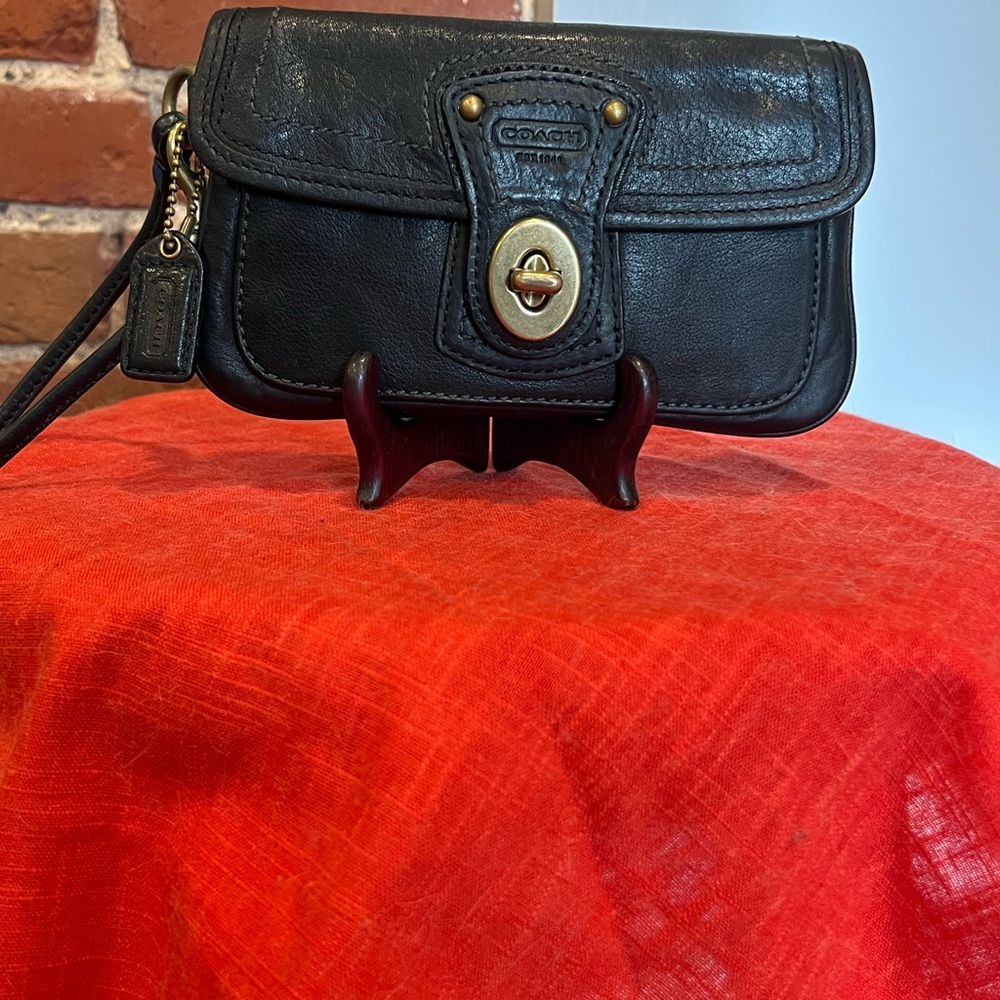 Coach Gigi 65th Ann. Black Leather Turn Lock Wristlet - Coin Wallet Clutch Pouch - Picture 8 of 16